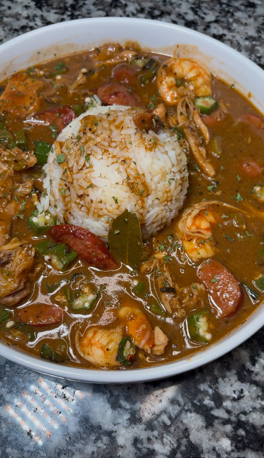 Nae's Chicken, Sausage and Shrimp Gumbo